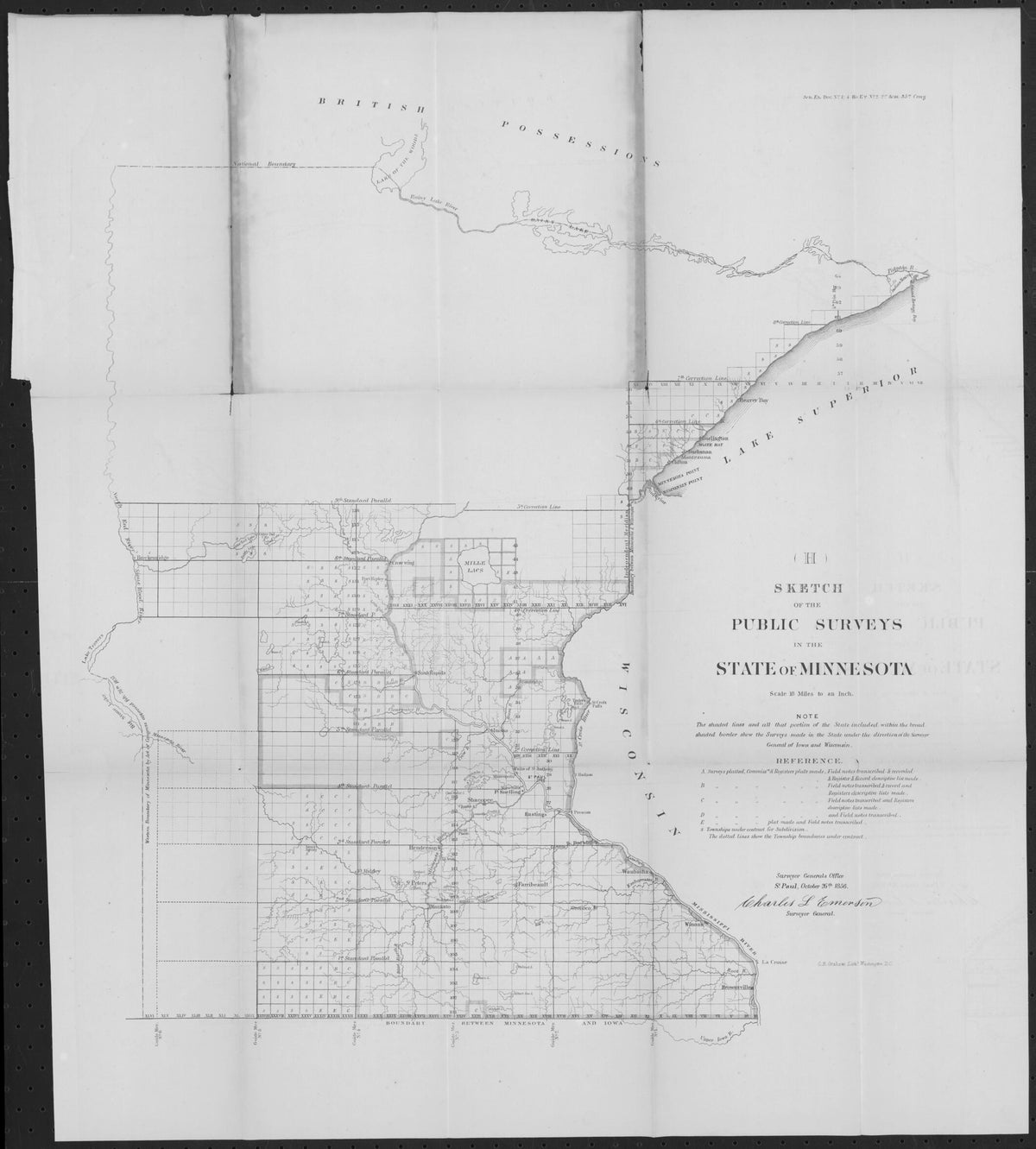 Sketch of the Public Surveys In the State of Minnesota 1856 by Relic Map Company