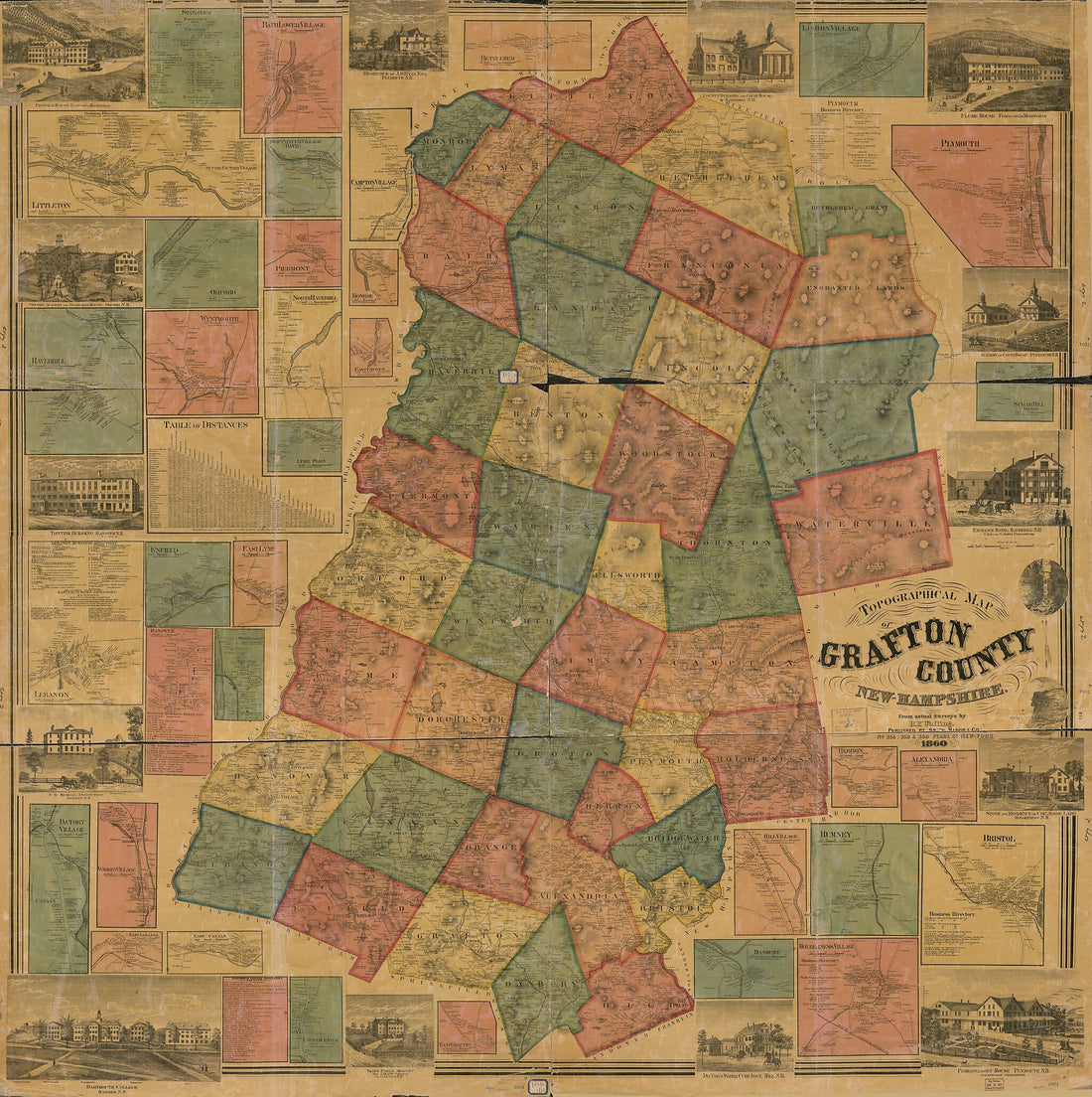 This old map of Topographical Map of Grafton County, New Hampshire (Grafton County, New Hampshire) from 1860 was created by Mason & Co Smith, Henry Francis Walling in 1860