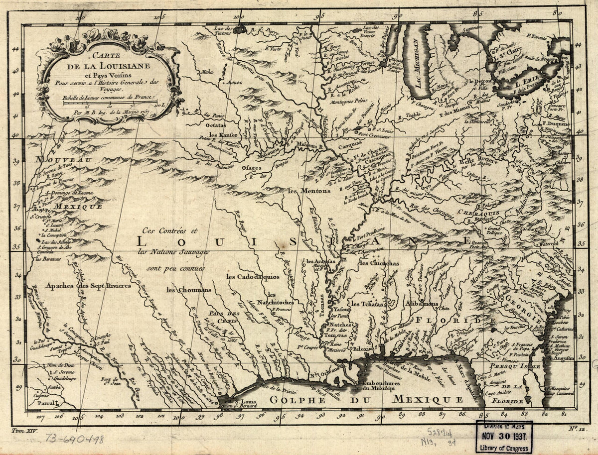 Carte De La Louisiane Et Pays Voisins, Pour Servir a L&