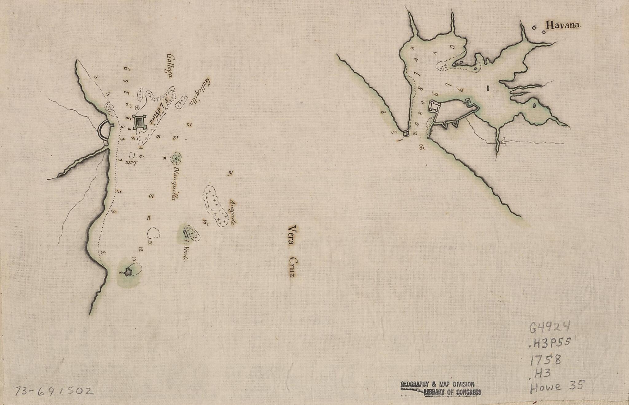 This old map of Havana. Vera Cruz from 1758 was created by in 1758