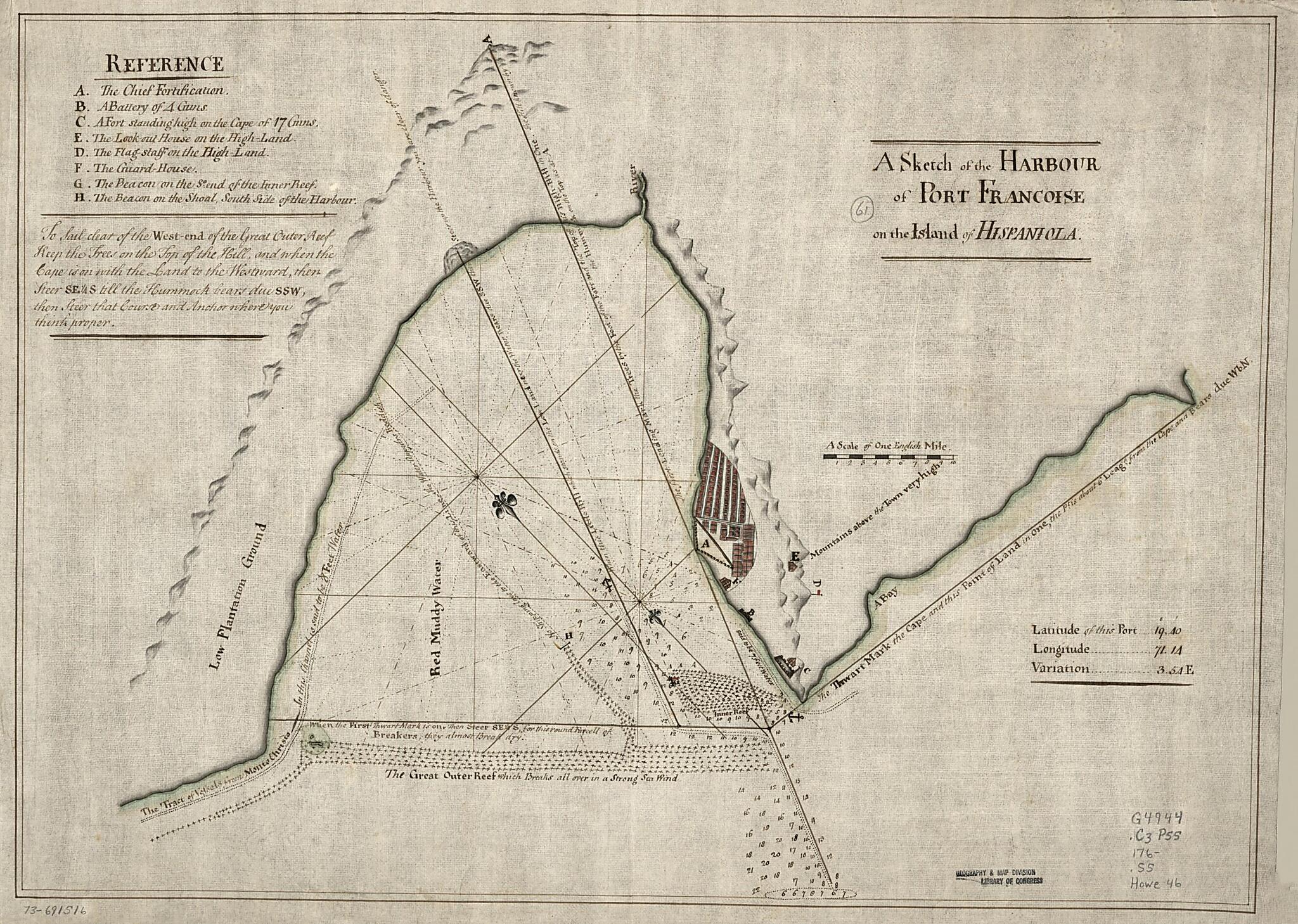 This old map of A Sketch of the Harbour of Port Francoise On the Island of Hispaniola from 1760 was created by in 1760