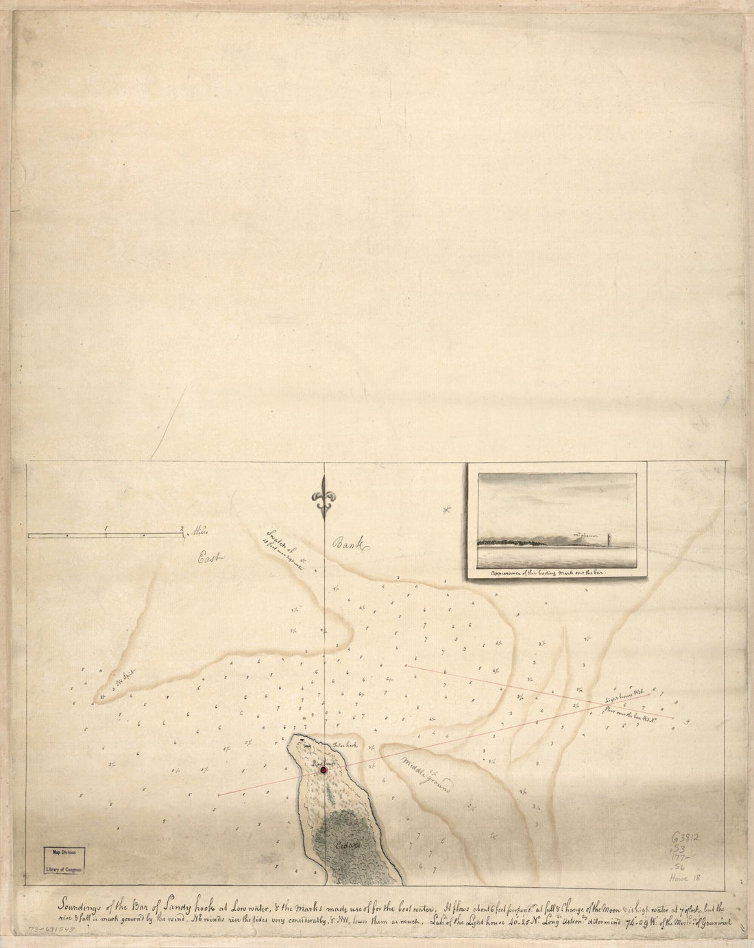 This old map of Soundings of the Bar of Sandy Hook at Low Water & the Marks Made Use of for the Best Water from 1770 was created by in 1770