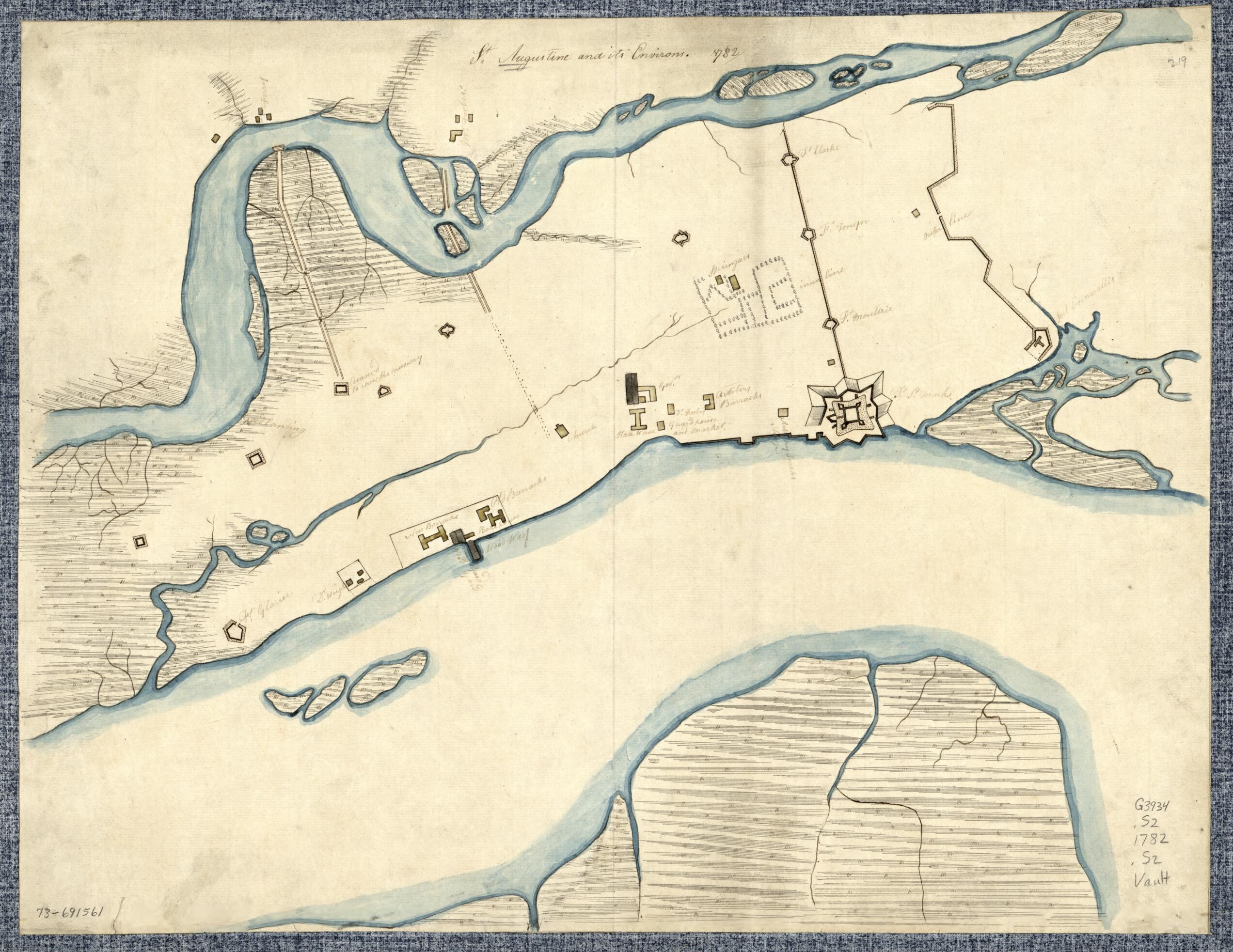 This old map of St. Augustine and Its Environs from 1782 was created by in 1782