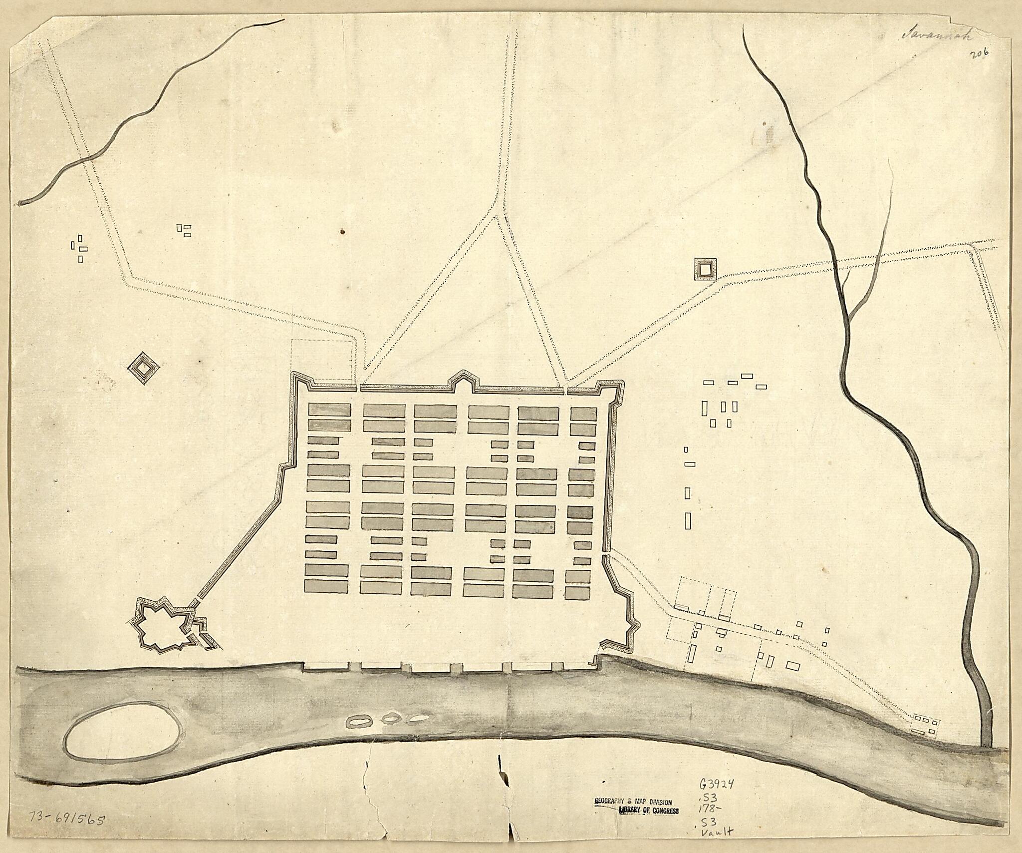 This old map of Savannah from 1780 was created by in 1780