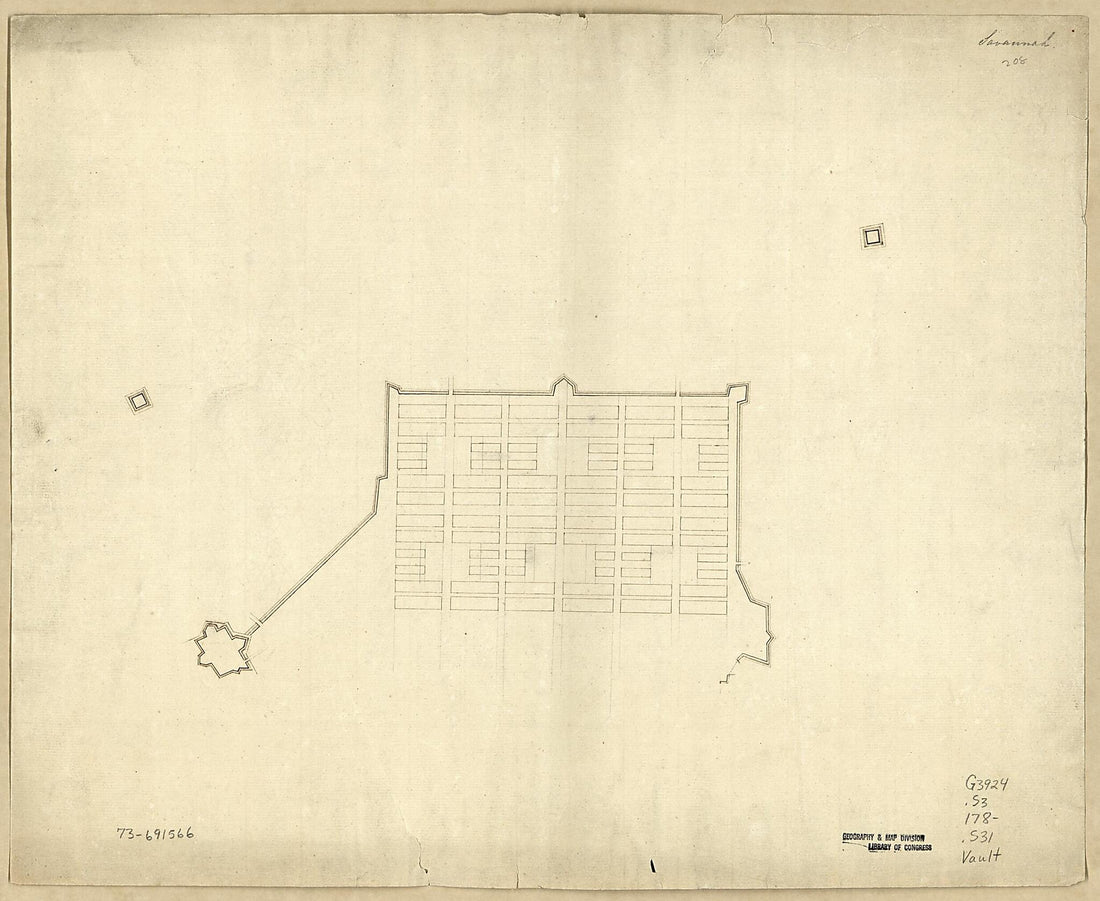 This old map of Savannah from 1780 was created by in 1780