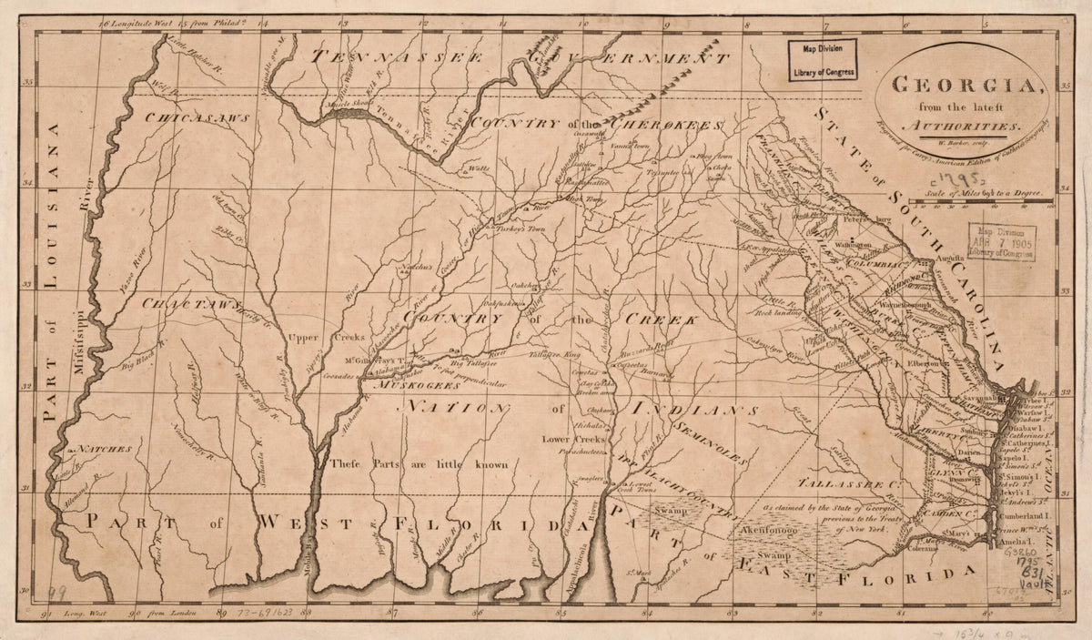 Georgia, from the Latest Authorities 1795 by Relic Map Company