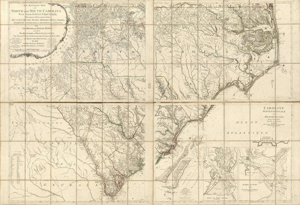 Carolina Septentrionale Et Meridionale En 4 Feuilles, Traduite De L&