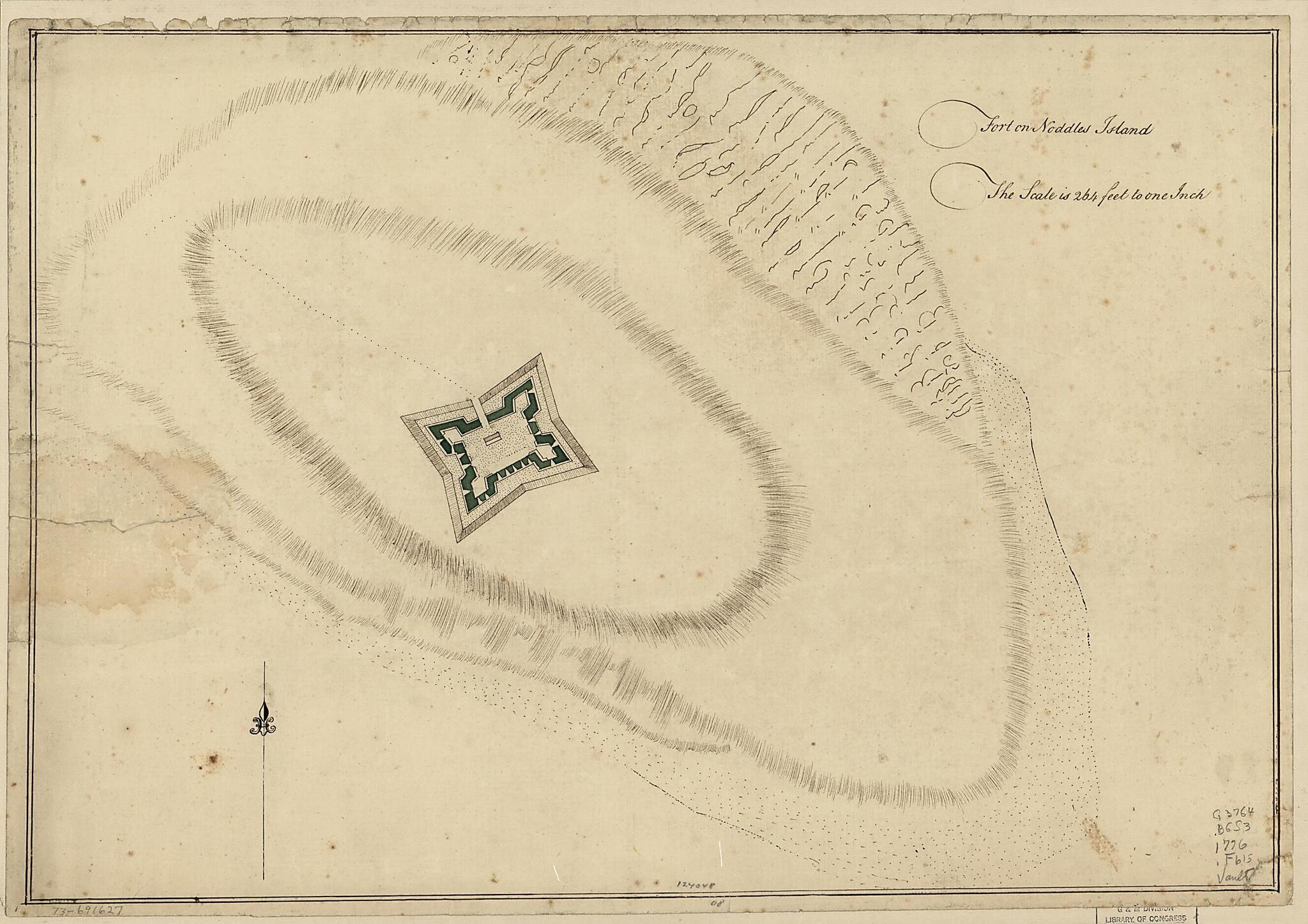 This old map of Fort On Noddles Island from 1776 was created by in 1776