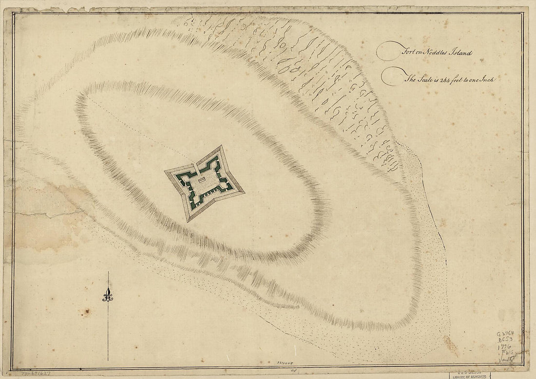 This old map of Fort On Noddles Island from 1776 was created by in 1776