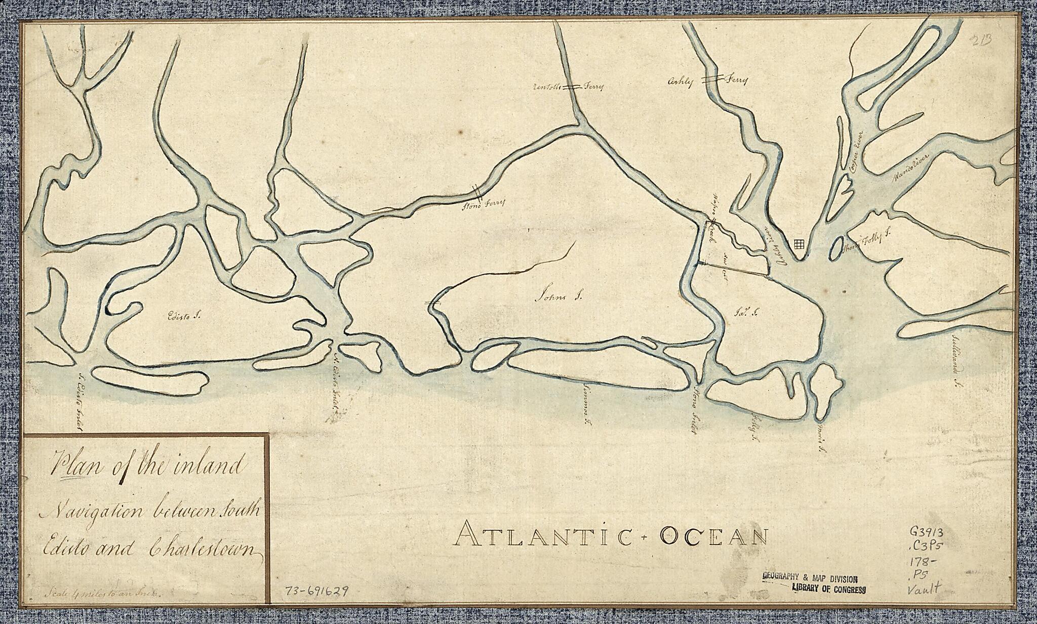 This old map of Plan of the Inland Navigation Between South Edisto and Charlestown from 1780 was created by in 1780