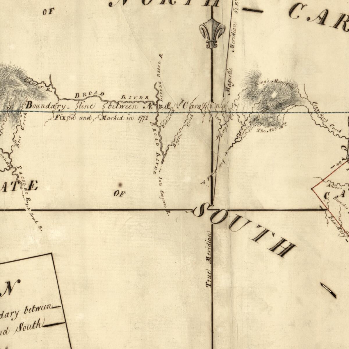 This old map of A Plan of That Part of the Boundary Between the States of North and South Carolina, Lying Between That Part of Said Boundary Marked In 1764 and the Old Cherokee Boundary Line. Fixed and Marked by Commissioners Appointed by Each Respective