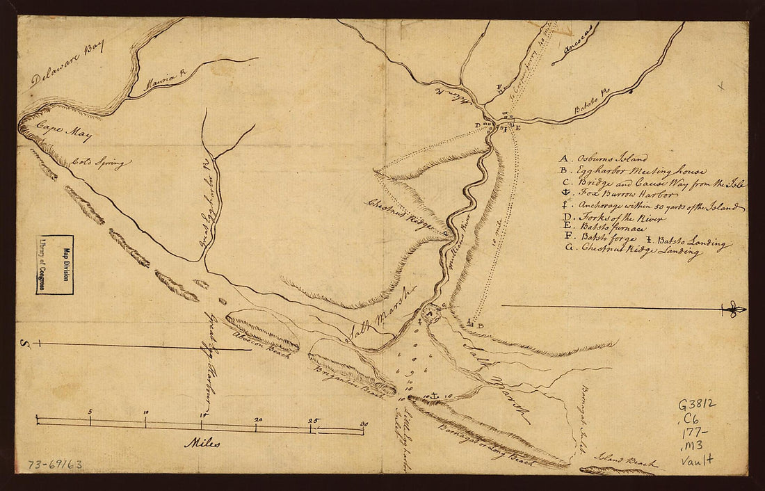 This old map of Map of the Coast of New Jersey from Barnegat Inlet to Cape May from 1770 was created by in 1770