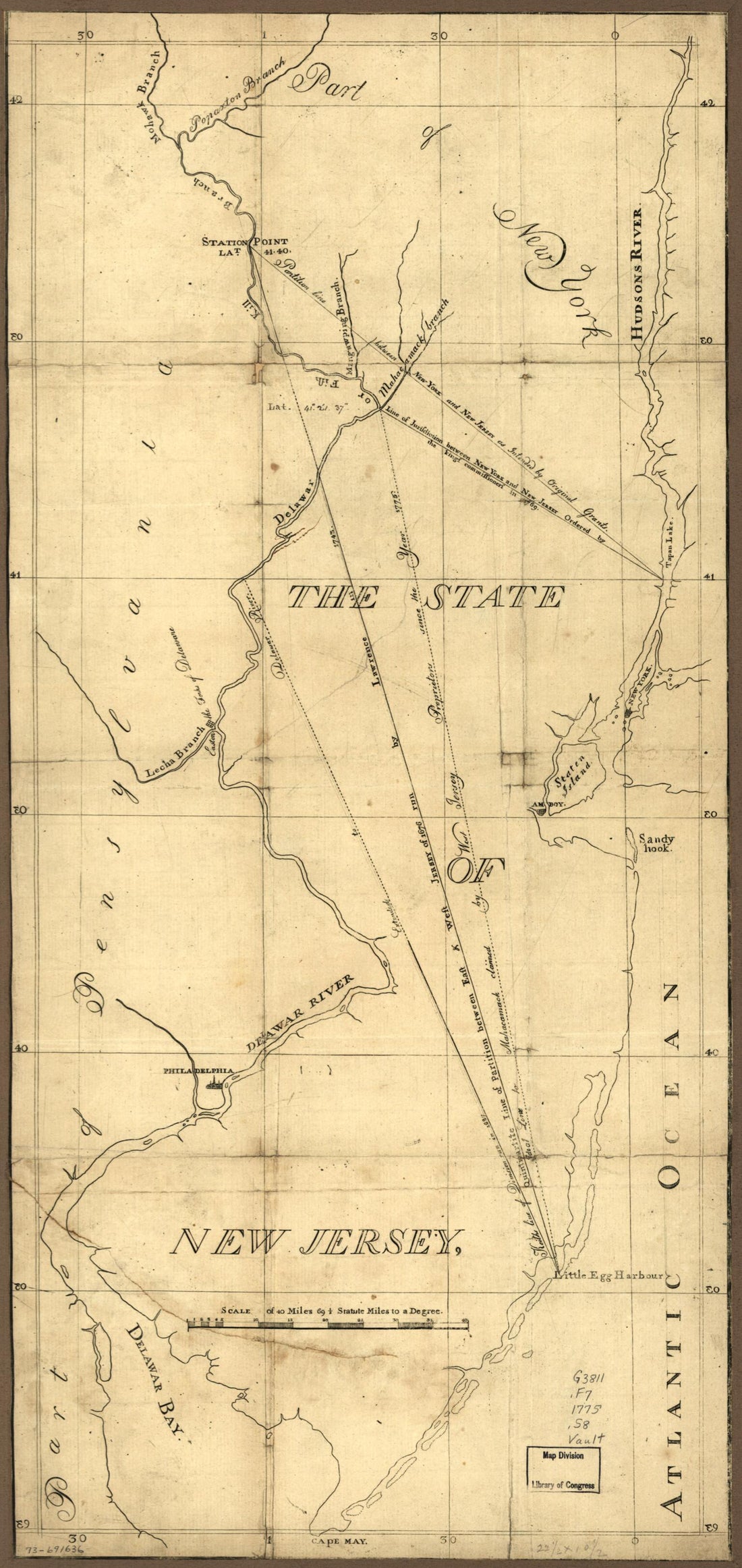 This old map of The State of New Jersey from 1780 was created by in 1780