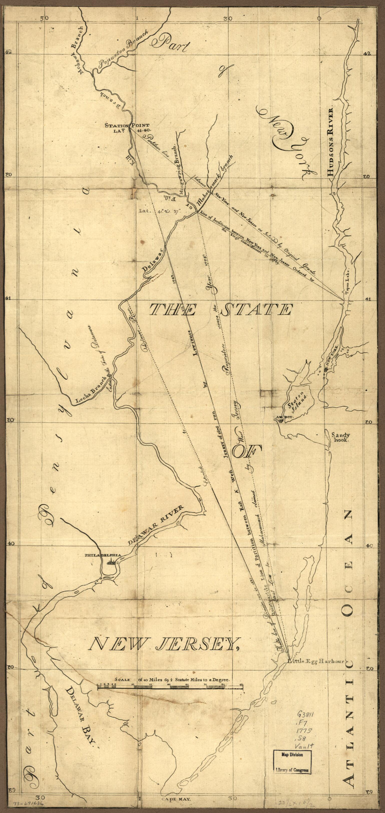 This old map of The State of New Jersey from 1780 was created by in 1780