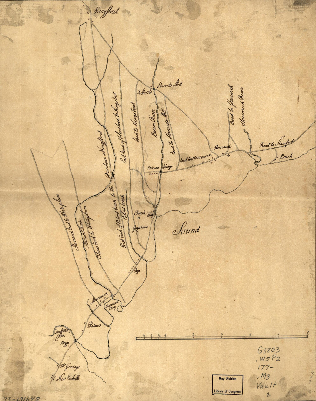 This old map of Map of the Roads from New Rochelle to Kingstreet, Westchester County from 1770 was created by in 1770