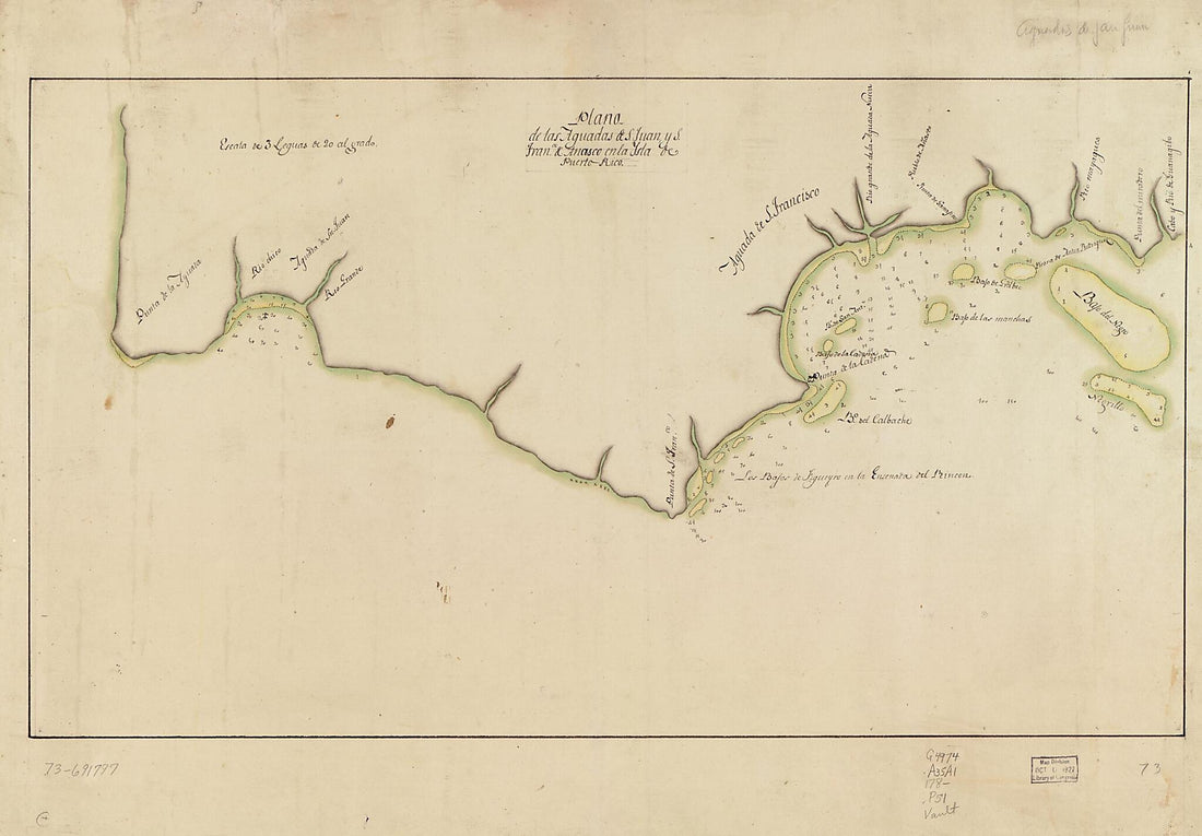 This old map of Plano De Las Aguadas De S. Juan Y S. Franco. & Anasco En La Ysla De Puerto Rico from 1780 was created by in 1780