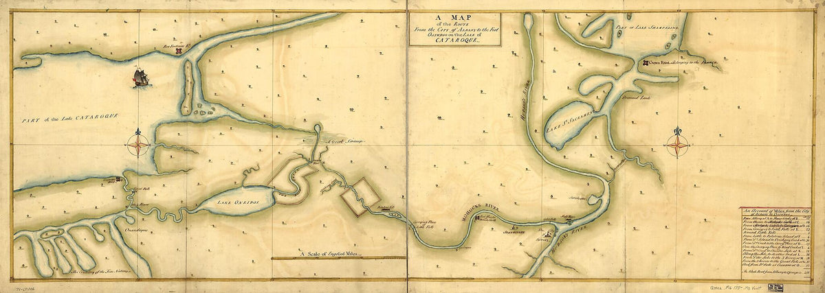 A Map of the Route from the City of Albany to the Fort Osswego On the Lake of Cataroque 1750 by Relic Map Company