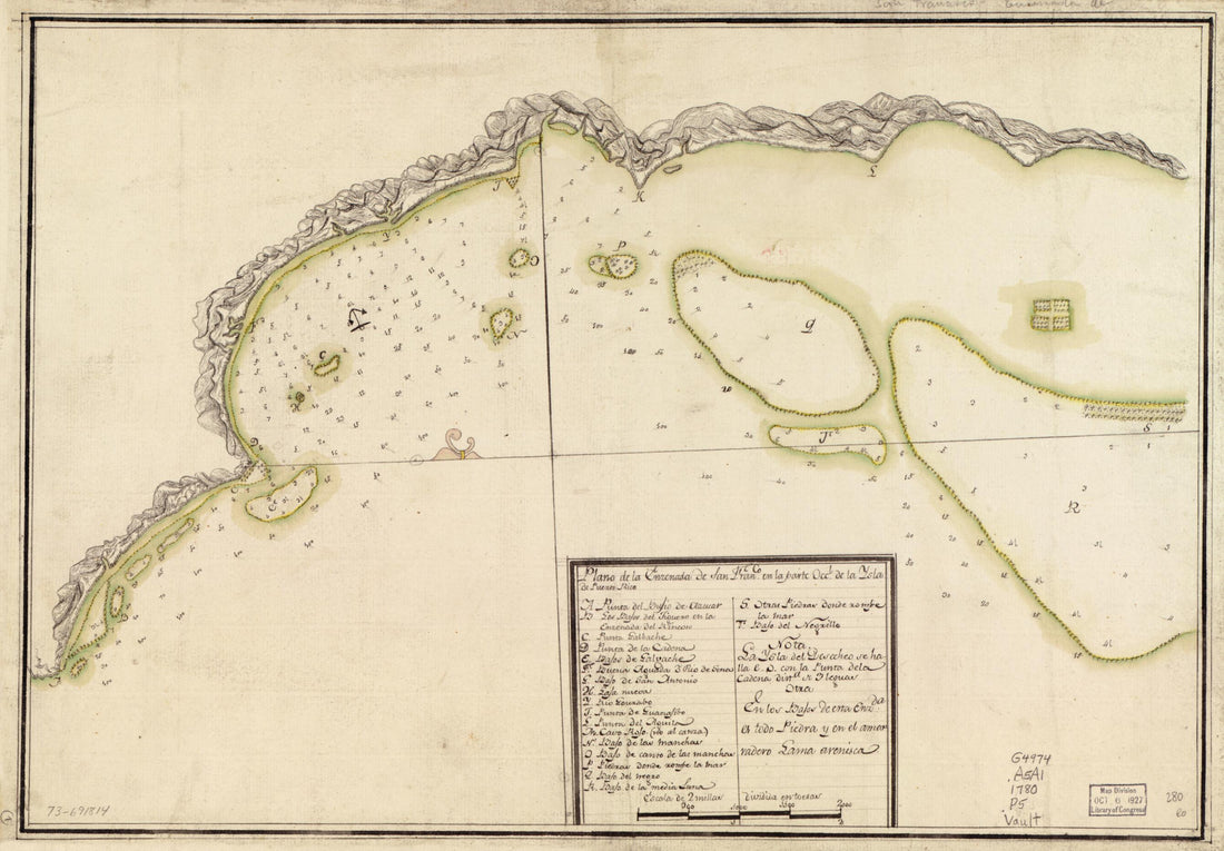 This old map of Plano De La Enzenada De San Franco. En La Parte Occl. De La Ysla De Puerto Rico from 1780 was created by in 1780