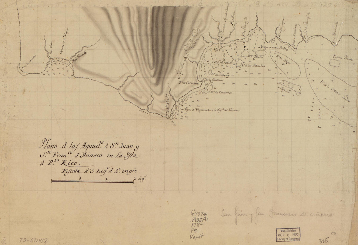 Plano D. Las Aguads. D. Sn. Juan Y Sn. Franco. D. Añasco En La Ysla D. Pto. Rico 1780 by Relic Map Company