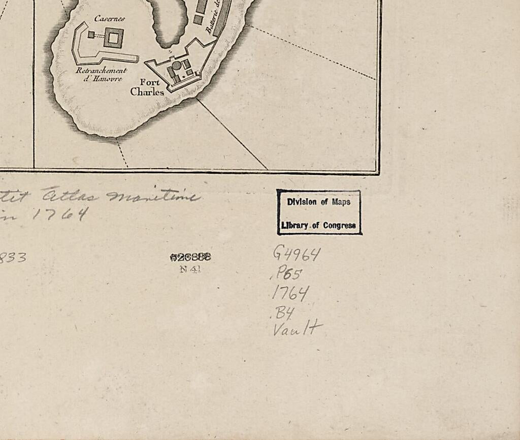 This old map of Plan De La Ville De Port Royal from 1764 was created by Jacques Nicolas Bellin in 1764
