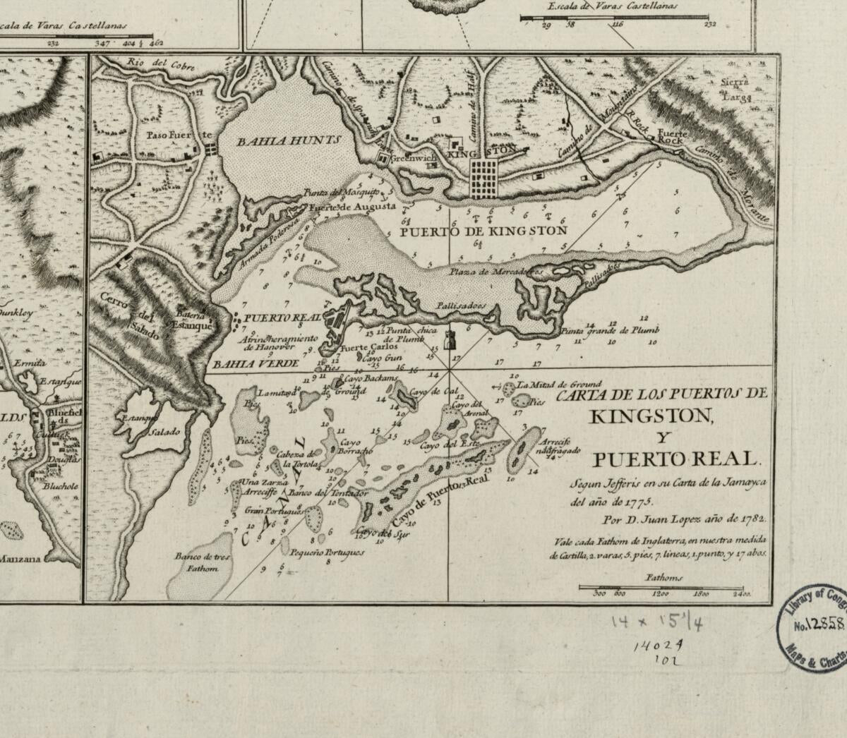 This old map of Plano De La Ciudad De Puerto Real, En La Isla De La Jamaica from 1782 was created by Juan López in 1782
