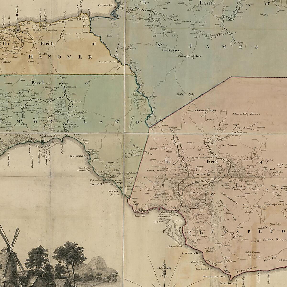 This old map of This Map of the County of Cornwall, In the Island of Jamaica from 1763 was created by Thomas Craskell, Daniel Fournier, Henry Moore, James Simpson in 1763