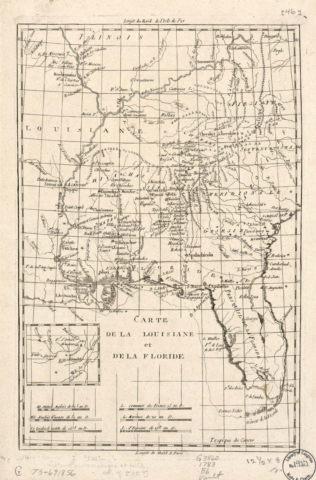 This old map of Carte De La Louisiane Et De La Floride from 1783 was created by Rigobert Bonne in 1783