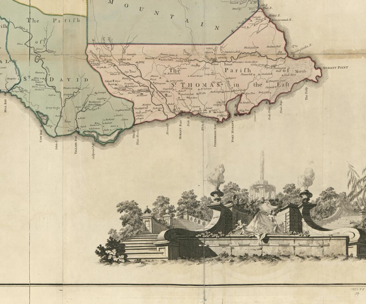 This old map of This Map of the County of Surry sic In the Island of Jamaica (This Map of the County of Surrey In the Island of Jamaica) from 1763 was created by Thomas Craskell, Daniel Fournier, Henry Moore, James Simpson in 1763