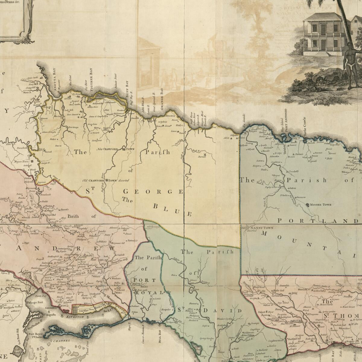 This old map of This Map of the County of Surry sic In the Island of Jamaica (This Map of the County of Surrey In the Island of Jamaica) from 1763 was created by Thomas Craskell, Daniel Fournier, Henry Moore, James Simpson in 1763