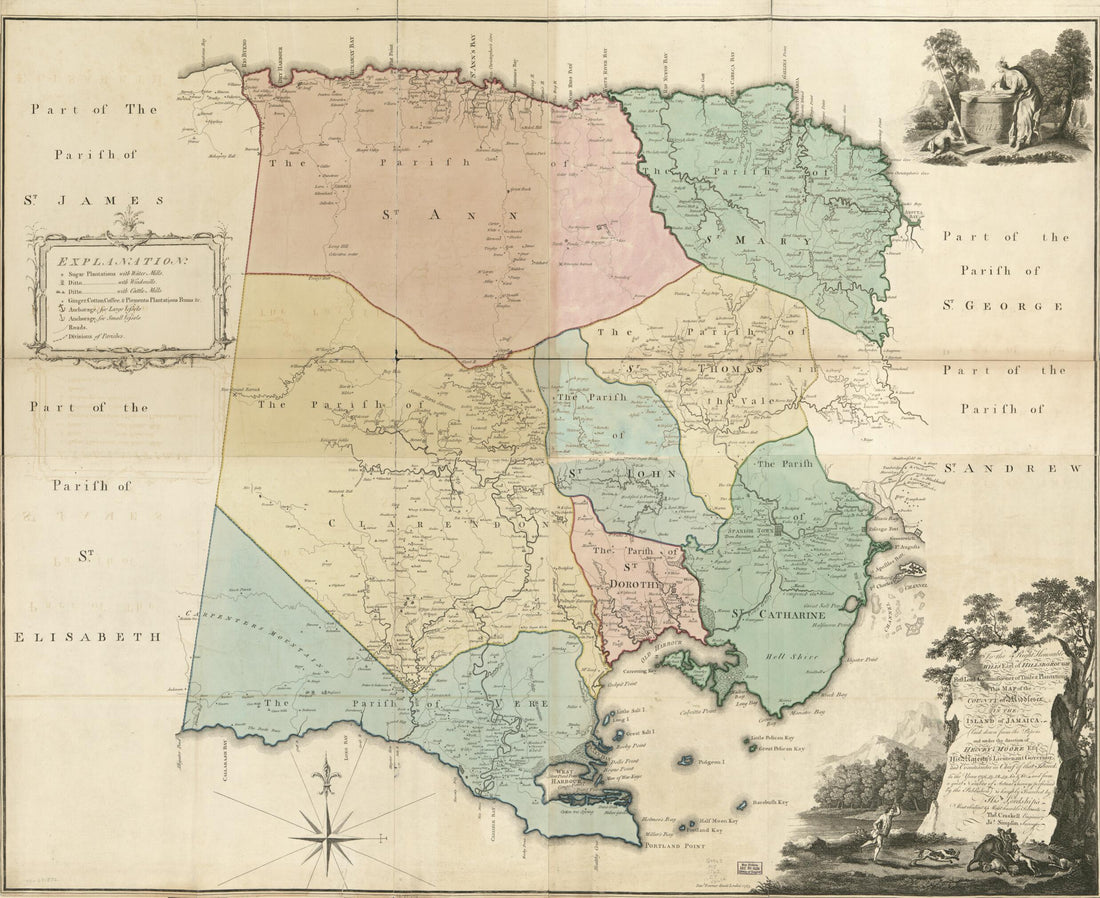 This old map of This Map of the County of Middlesex In the Island of Jamaica from 1763 was created by Thomas Craskell, Daniel Fournier, Henry Moore, James Simpson in 1763