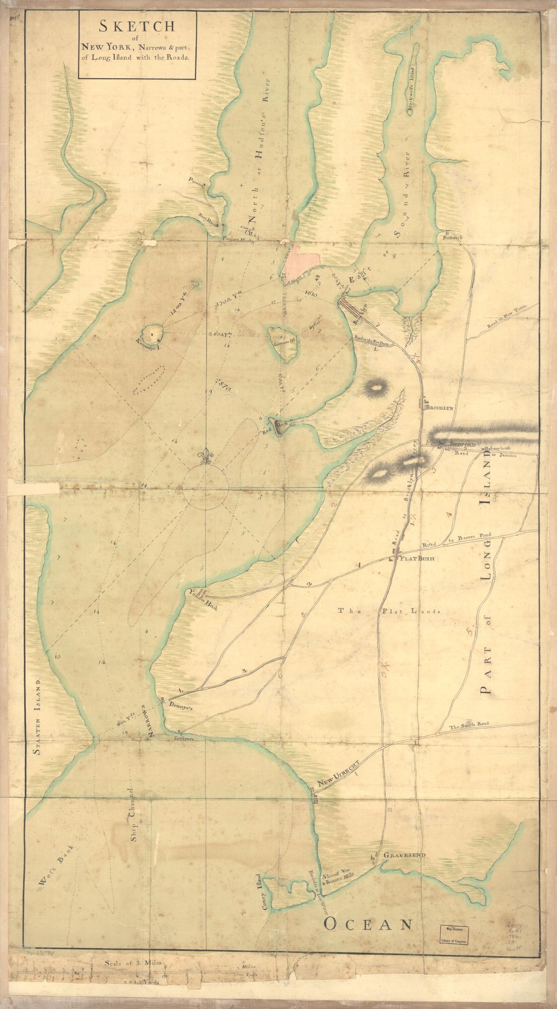 This old map of Sketch of New York, Narrows & Part of Long Island With the Roads from 1776 was created by in 1776
