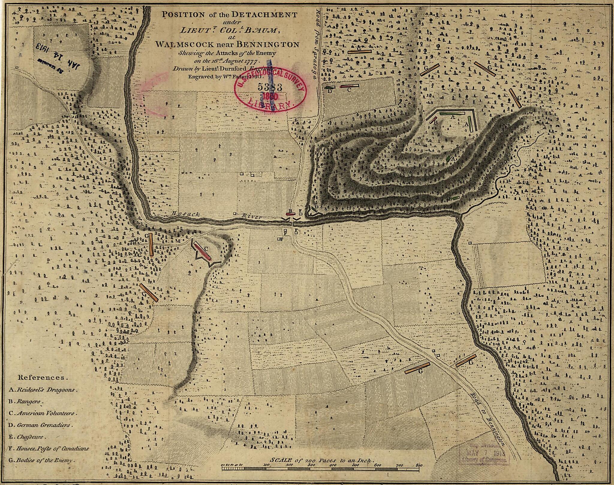 This old map of Position of the Detachment Under Lieut&