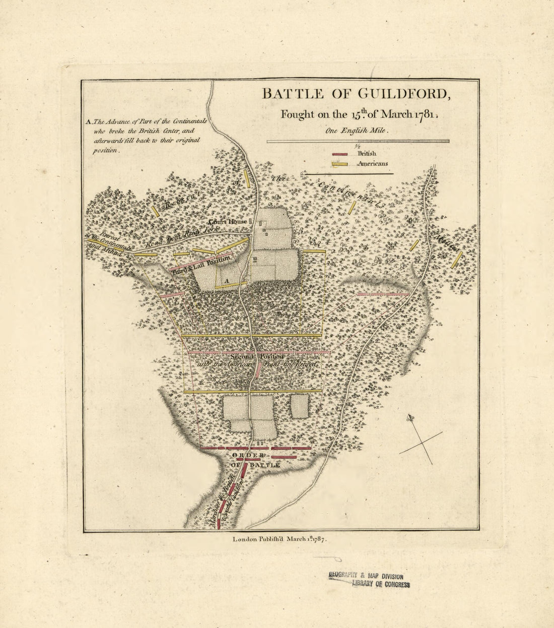 This old map of Battle of Guildford, Fought On the 15th of March 1781 from 1787 was created by in 1787
