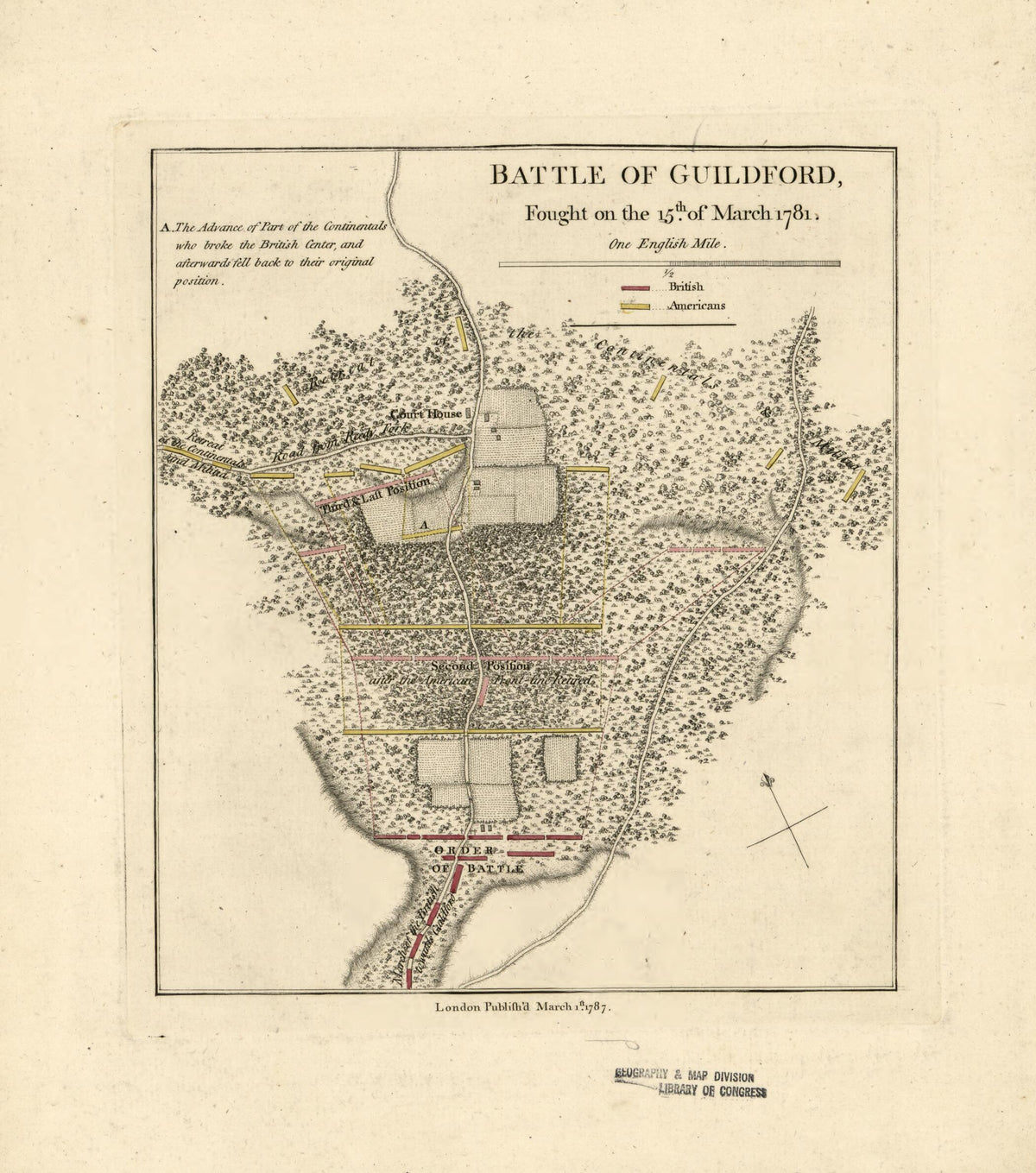 Battle of Guildford, Fought On the 15th of March 1781 1787 by Relic Map Company