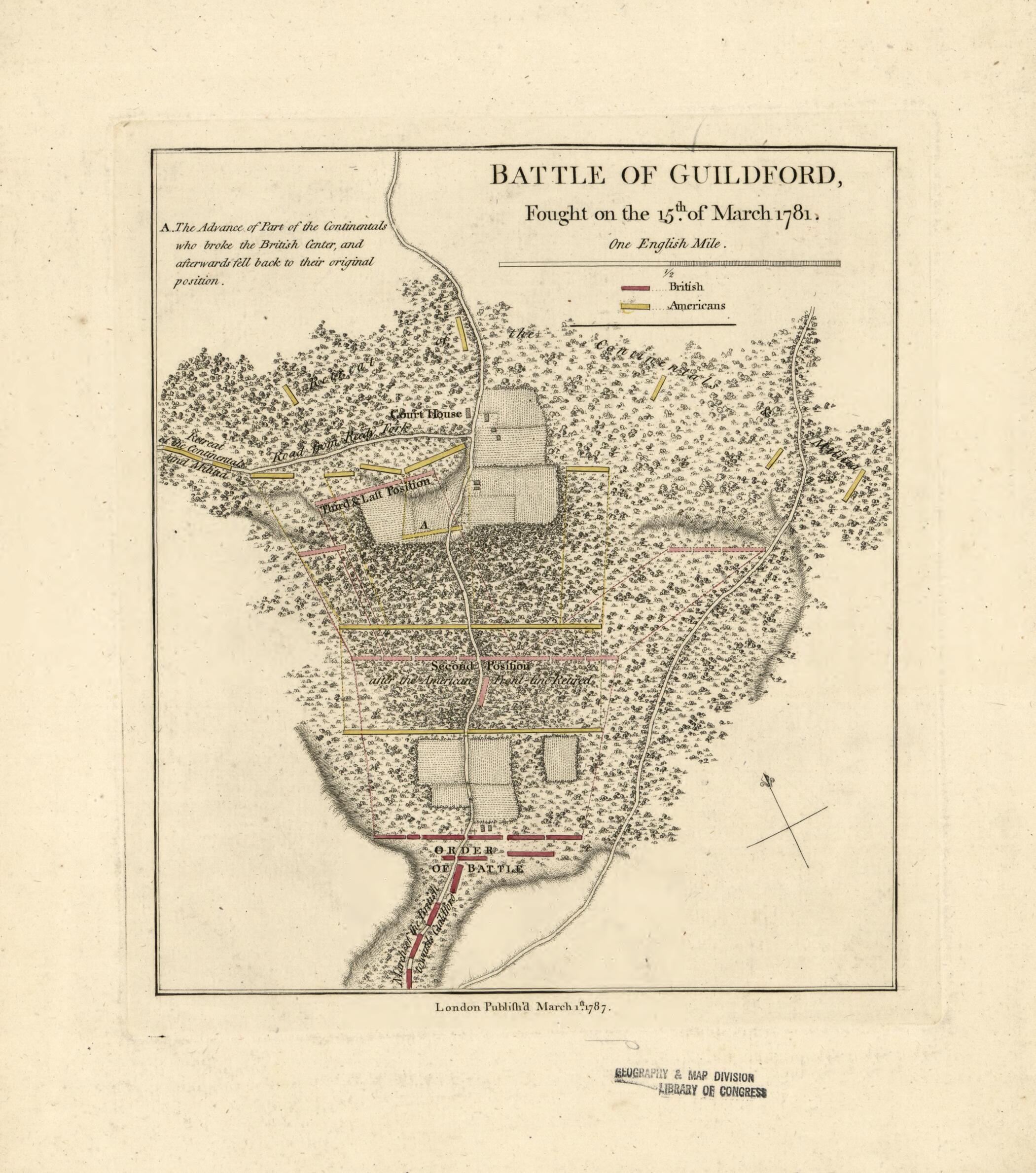 This old map of Battle of Guildford, Fought On the 15th of March 1781 from 1787 was created by in 1787