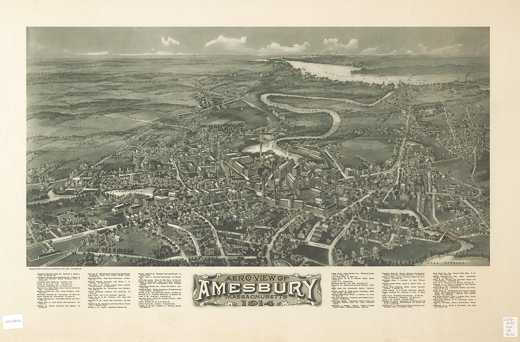 This old map of View of Amesbury, Massachusetts from 1914 was created by Hughes & Bailey in 1914