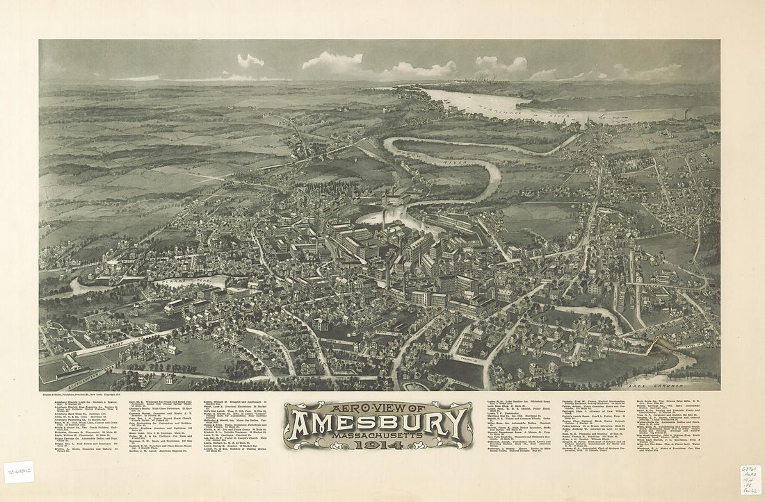 This old map of View of Amesbury, Massachusetts from 1914 was created by Hughes & Bailey in 1914