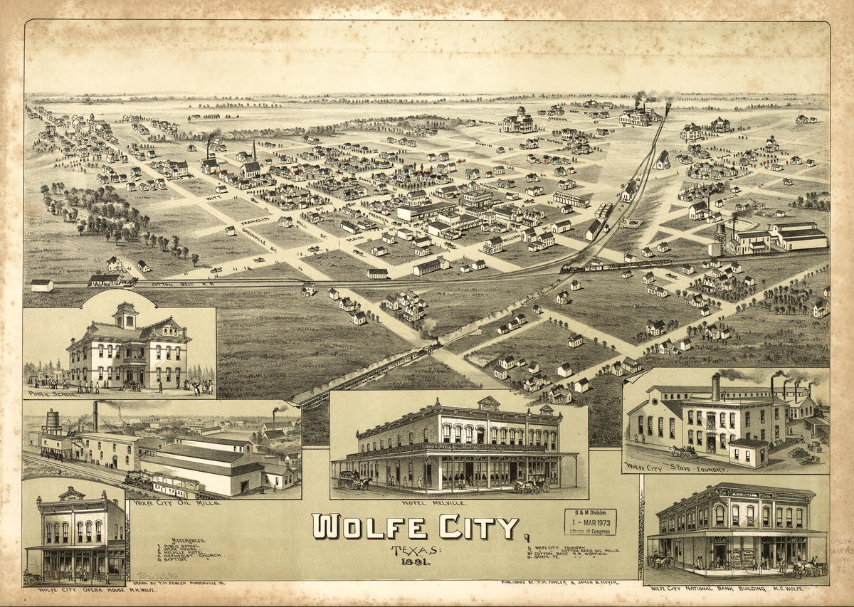 Wolfe City, Texas 1891 by Relic Map Company