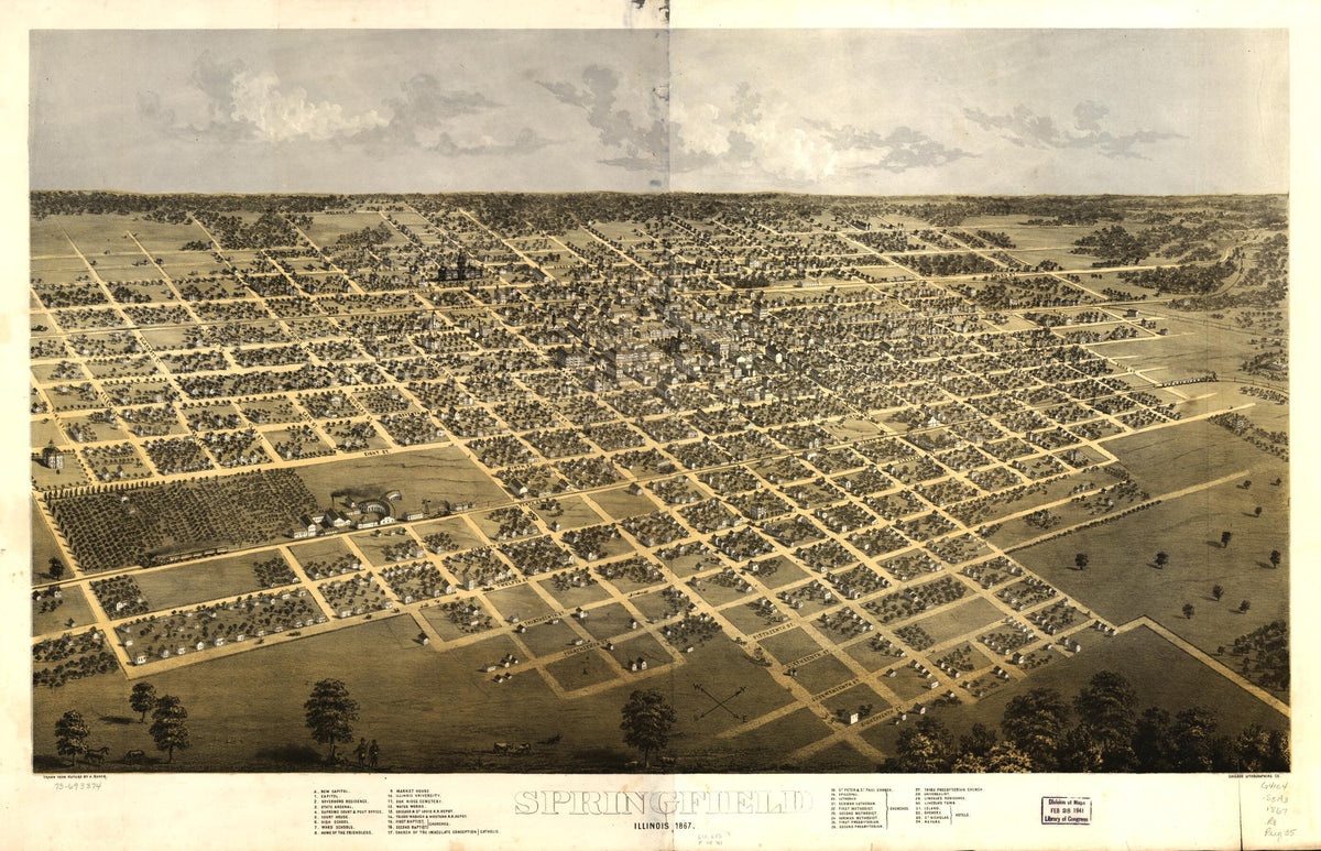 Springfield, Illinois 1867 by Relic Map Company