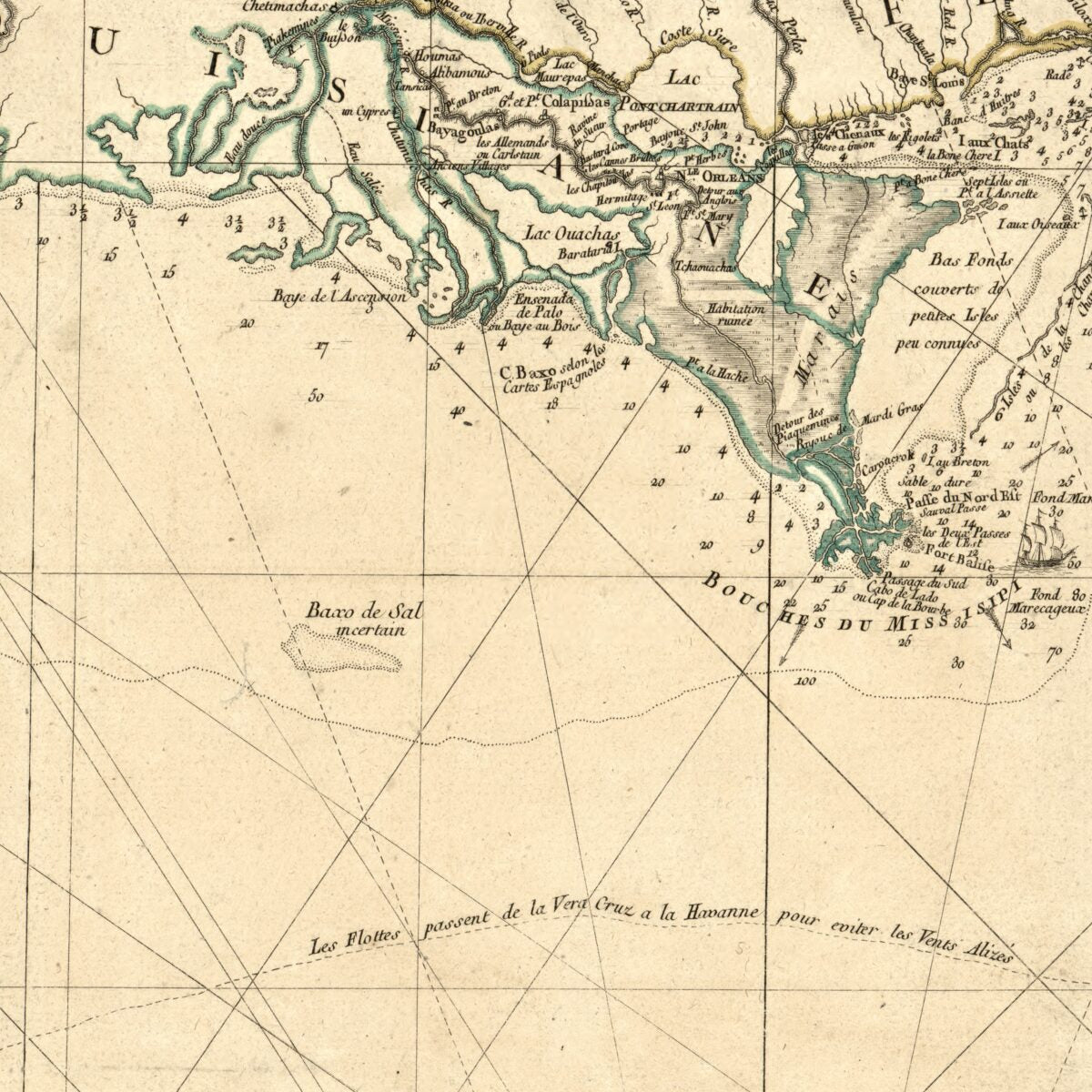 This old map of Carte De La Floride Occidentale Et Louisiane. La Peninsule Et Golfe De La Floride Ou Canal De Bahama Avec Les Isles De Bahama from 1778 was created by Thomas Jefferys,  Louis in 1778