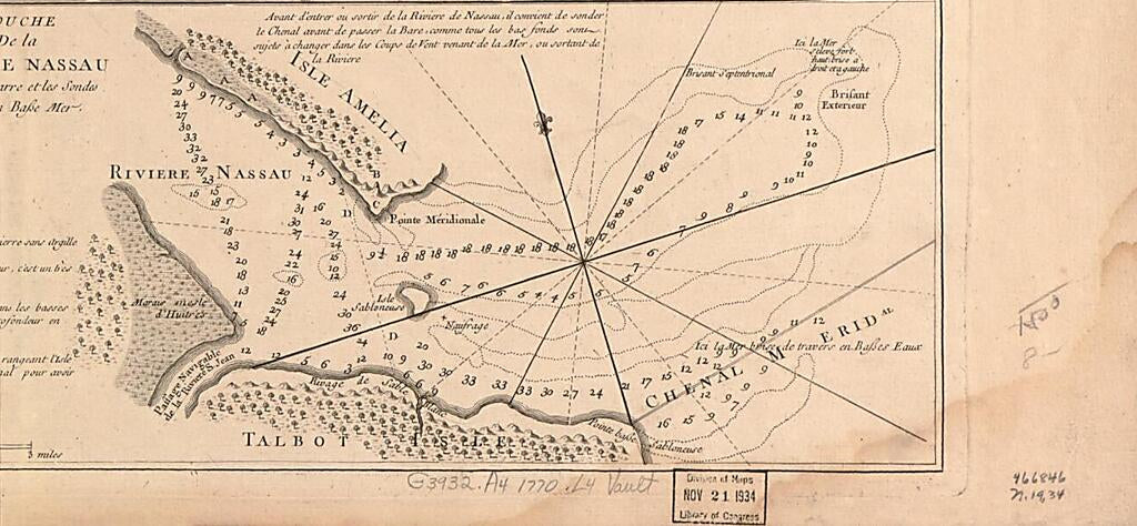 This old map of Isle Amelia En Floride from 1778 was created by William Fuller, Thomas Jefferys,  Louis in 1778
