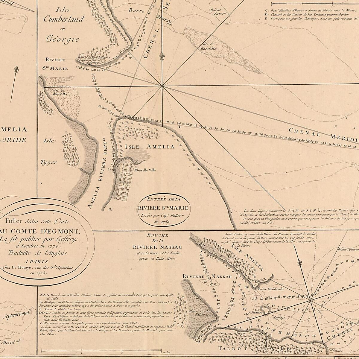 This old map of Isle Amelia En Floride from 1778 was created by William Fuller, Thomas Jefferys,  Louis in 1778