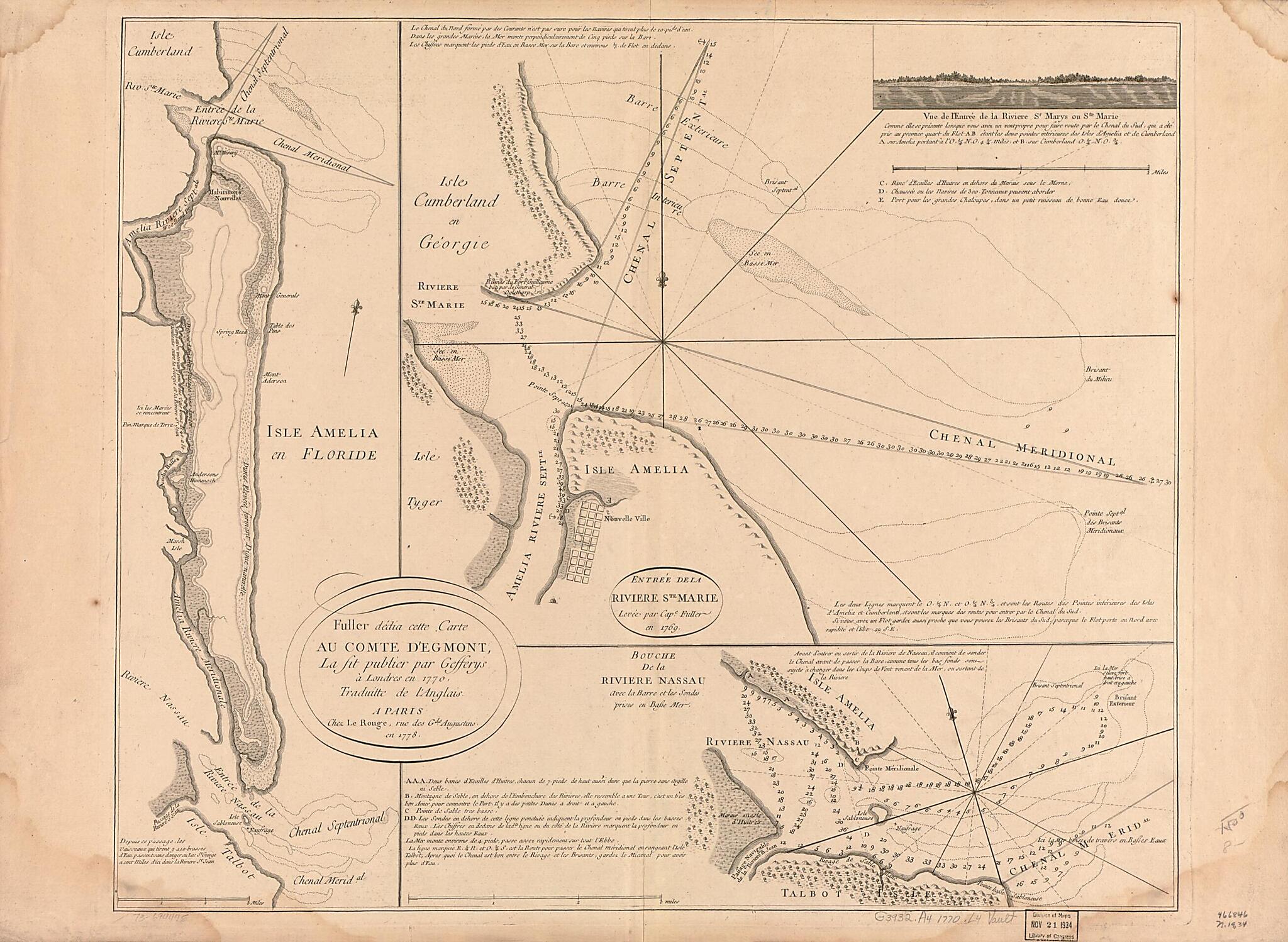 This old map of Isle Amelia En Floride from 1778 was created by William Fuller, Thomas Jefferys, Louis in 1778