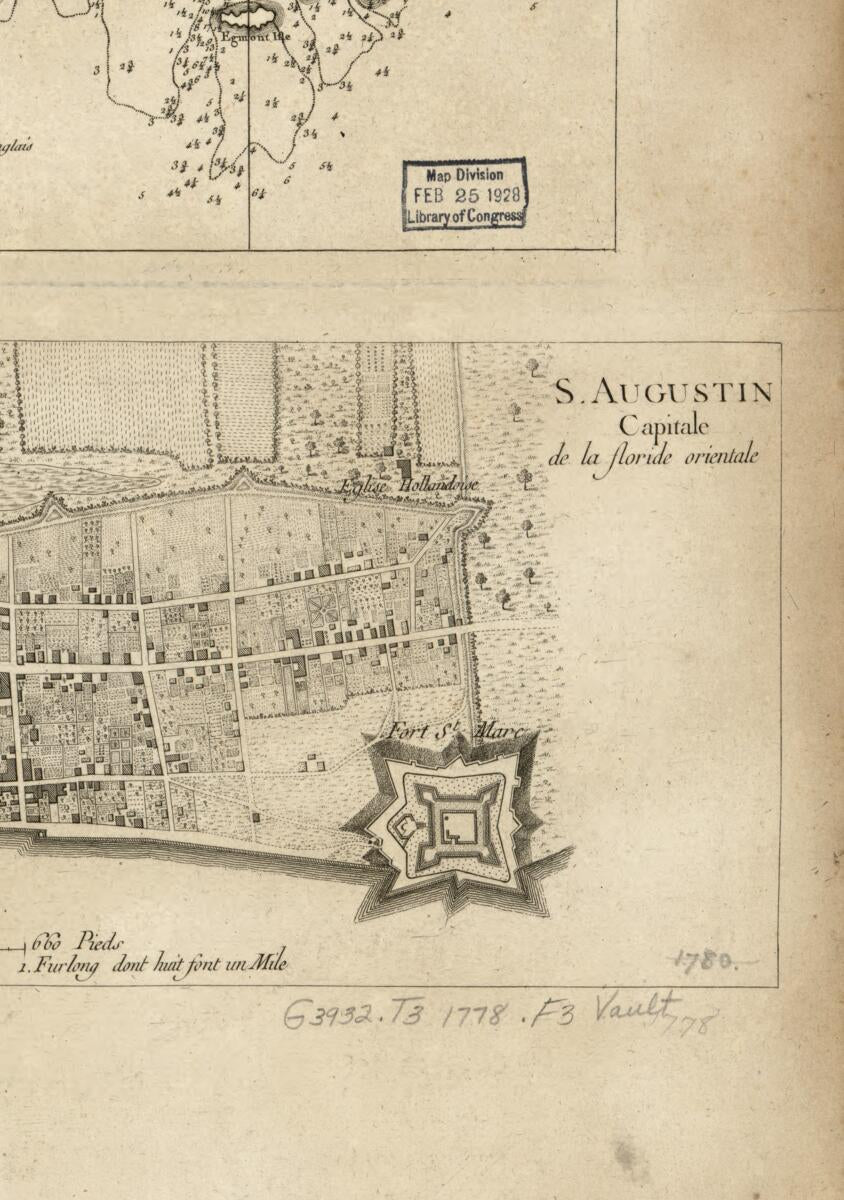 This old map of La Baye De Spiritu Santo, Côte Occidentale De La Floride. S. Augustin, Capitale De La Floride Orientale from 1778 was created by William Faden,  Louis in 1778