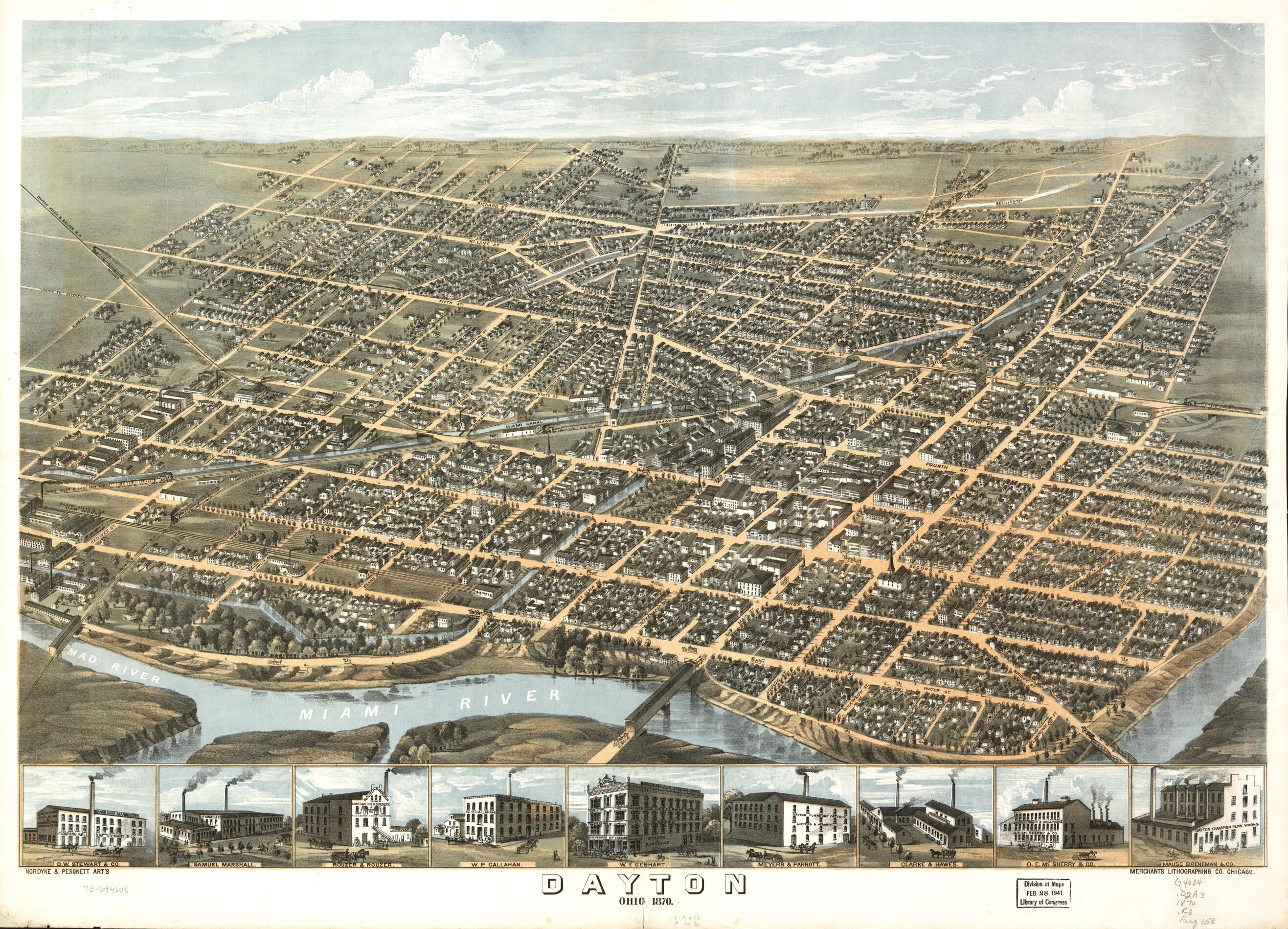 This old map of Dayton, Ohio from 1870 was created by Merchant&