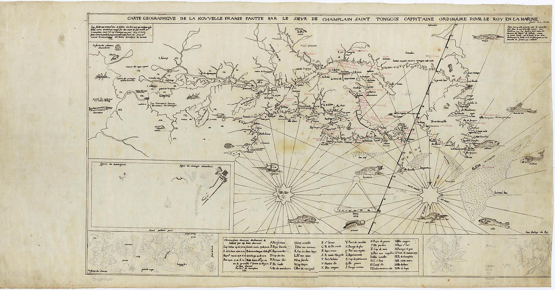 This old map of Carte Geographiqve De La Novvelle Franse from 1850 was created by Samuel De Champlain, Henry David Thoreau in 1850