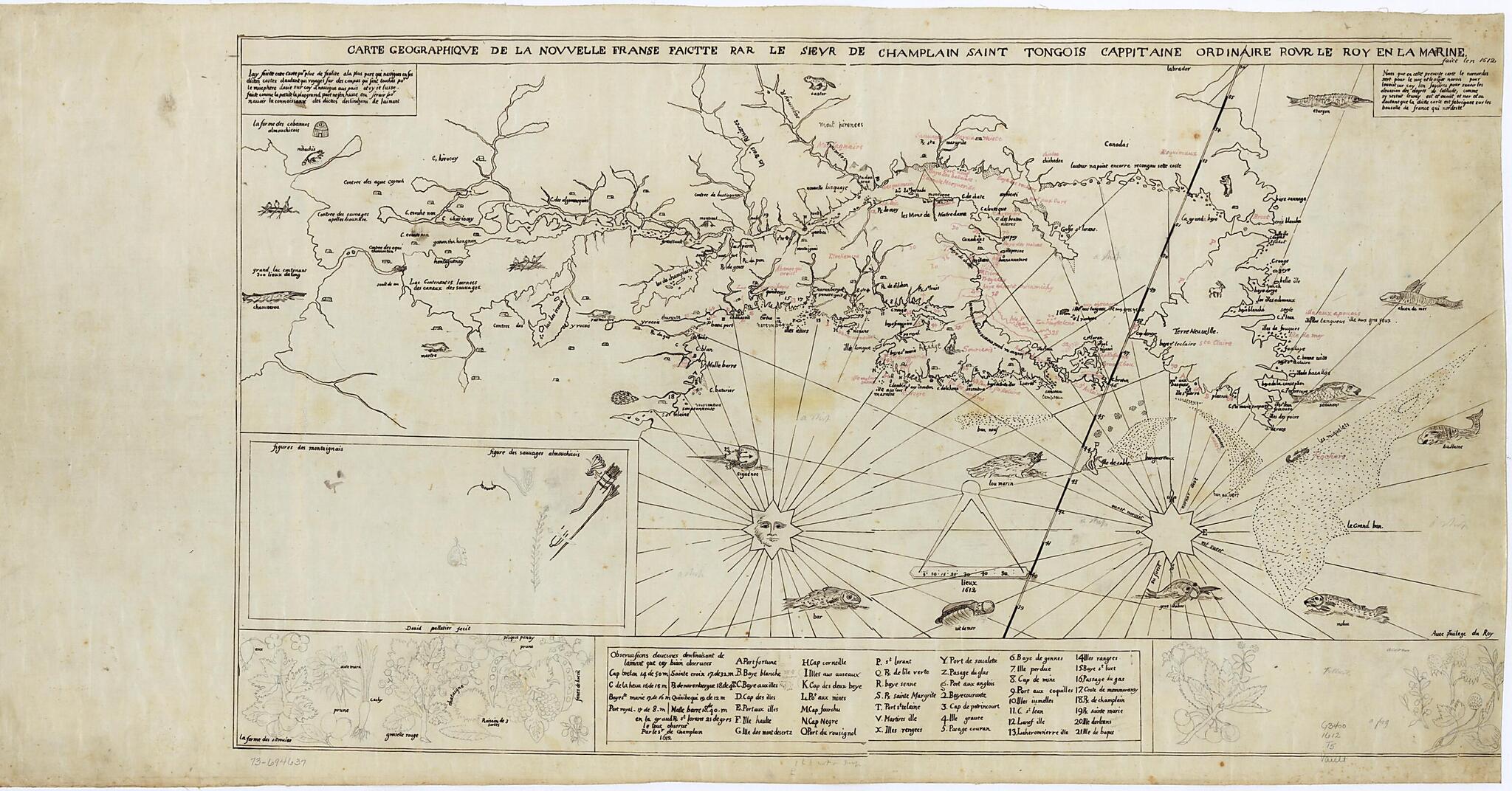 This old map of Carte Geographiqve De La Novvelle Franse from 1850 was created by Samuel De Champlain, Henry David Thoreau in 1850