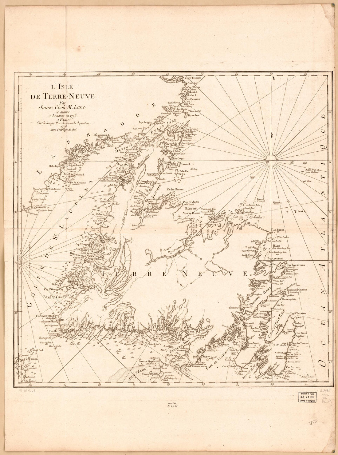 This old map of Neuve from 1778 was created by James Cook, Louis in 1778