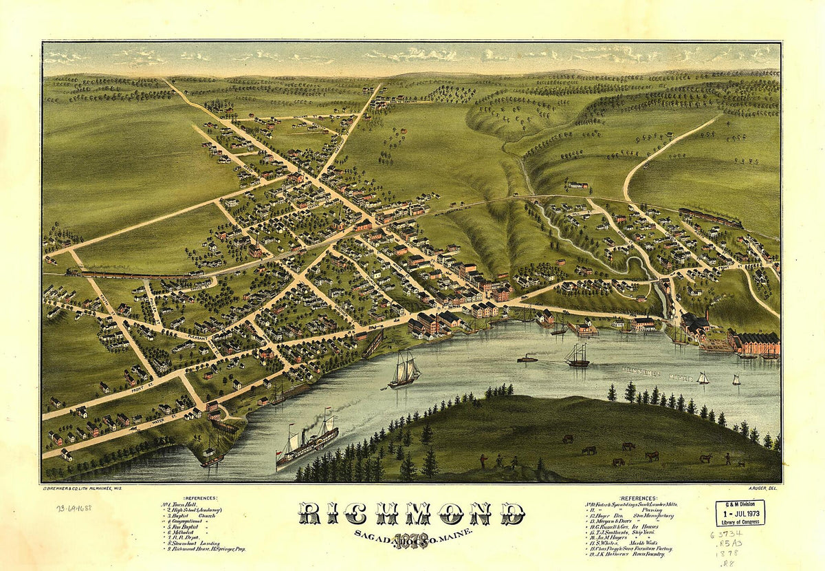 Richmond, Sagadahoc County, Maine 1878 by Relic Map Company