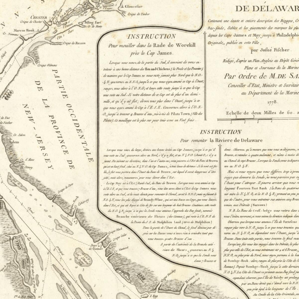 This old map of Sonds, Sables Et Les Gissements Des Marques Les Plus Considérables Du Pays, Depuis Les Caps James Et May Jusqu&